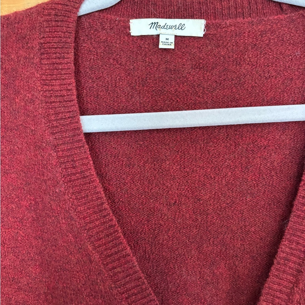 Madewell Deep Red V-Neck Sweater - Picture 4 of 7